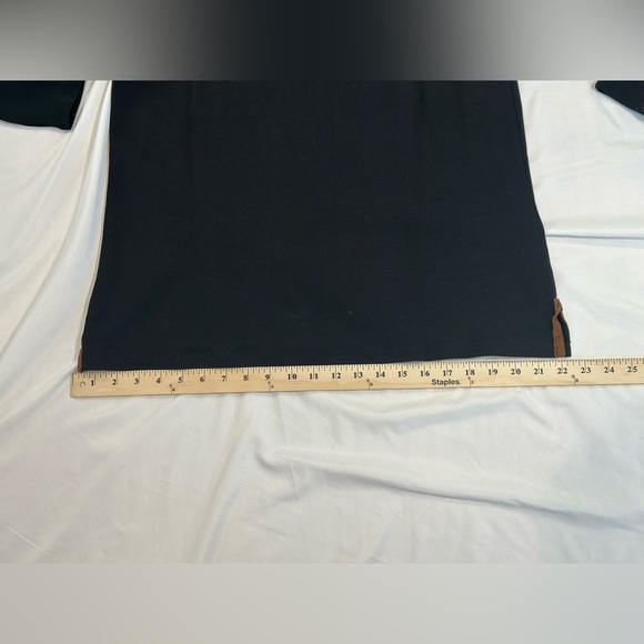 Ralph Lauren Black Long Sleeve Top w/ Brown Trim- XL- Cotton - Picture 10 of 11